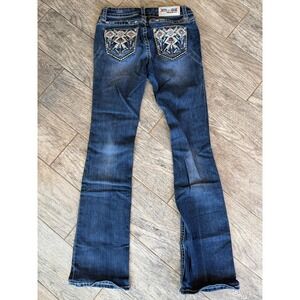 Grace in LA Jeans size 27 Blue Embellished Sequins Bootcut Denim Western Boot